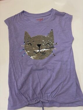 🎀 4/$20 Cat & Jack Lavender Tee with Reversible Sequin Cat Size M (7/8)